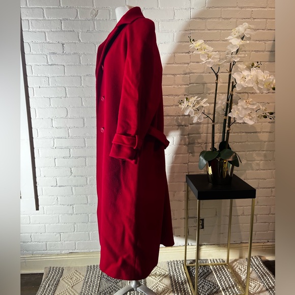 Perry Ellis Portfolio Vintage Wool Red Lo g Coat Size L/XL - Picture 5 of 16